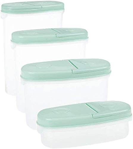 Transparent with lids Storage Containers Kitchen Food Container Grain Storage Box Container Airtight Cereal Keep Dry Fresh,Gray leilims (Color : Green)