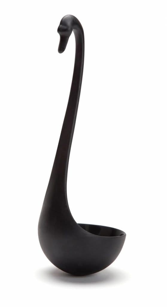 OTOTO Swanky Swan Soup Ladle - Heat Resistant Soup Ladles - Cute Kitchen Accessories, Unique Kitchen Gifts, Fun Cooking Gadgets, Cute gifts (Black)