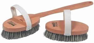 Wellfit Bath Brush with Removable Steamed Beechwood Handle and stiff Mixed Horsehair and Plant Fiber Bristles, 17-1/2 Inches Long by Nessentials, Germany