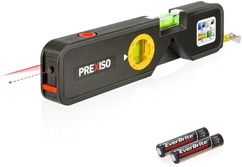 PREXISO 4-in-1 Line Laser Level Multipurpose Torpedo Level, 65Ft Alignment Point & 16Ft Laser Line & 10Ft Measure Tape Ruler & Quick Angle Setting for Hanging Picture Wall Marking Home Renovation