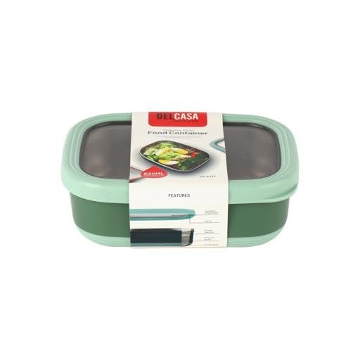 Delcasa DC3217 Rectangle Tiffin Box Food Container with Stainless Steel Inner with Seal Lid, 820 ml Capacity, Green