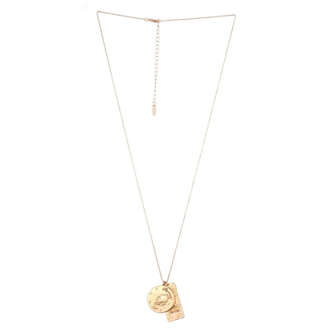 EttikaZodiac Double Medallion 18k Gold Plated Necklace for Women. Fashion Jewelry and Accessory