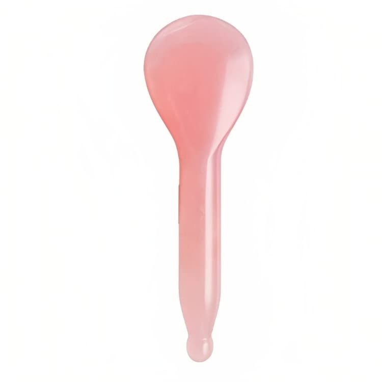 SS Murti Rose Quartz Jade Roller Real Jade Gua Sha Board Mushroom Massager Face Lifting Tool Facial Guasha Massage Tool (Spoon Shape)