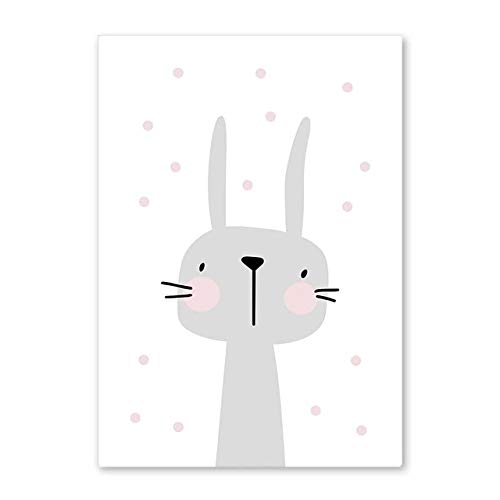 Painting & Calligraphy - Pink Cartoon Nursery Girl Wall Picture Poster Print Rabbit Crown Baby Room Modern Canvas Painting Kids Children Wall Art Mural (PR2325-C 10cmX15cm No Frame)