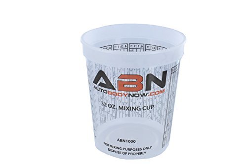 quart mixing cup lids - ABN Clear Plastic Mixing Cup 12-Pack 32oz Ounce / 946mL Milliliter Container for Paint, Activators, and Thinner