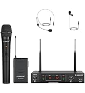 Phenyx Pro Wireless Microphone System, VHF Wireless Mic Set with Handheld Microphone/Bodypack/Hea...