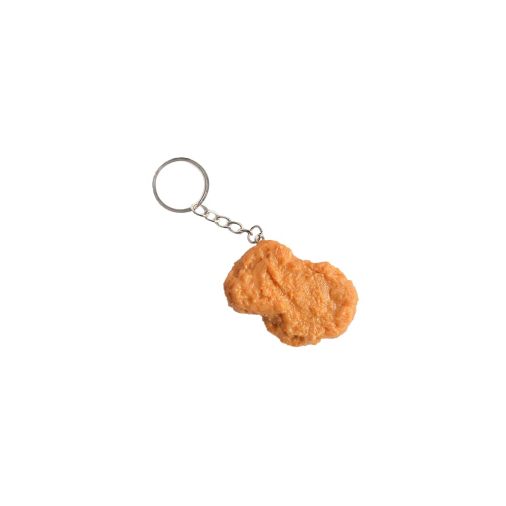 tenghong2021Imitation Food Keychain Fried Chicken Leg Nuggets Wing Creative Keyring Fun Cute Handbag Purse Car Accessories