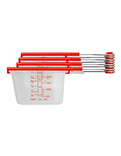 Dreamfarm Scrape level measuring Cups - Levups - Red + Clear