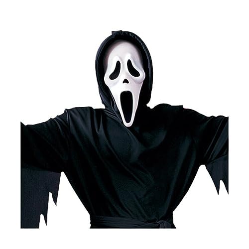 BrainGiggles Scream Ghost Face Fancy Dress Costume with Mask, Scary Halloween Dress Up Horror Costume Set for Men & Women