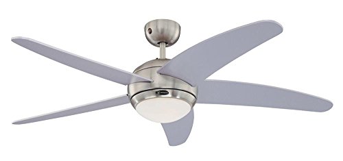 WestinghouseLighting 72220 Bendan One-Light 132 cm Five-Blade Indoor Ceiling Fan, Satin Chrome Finish with Opal Frosted Glass