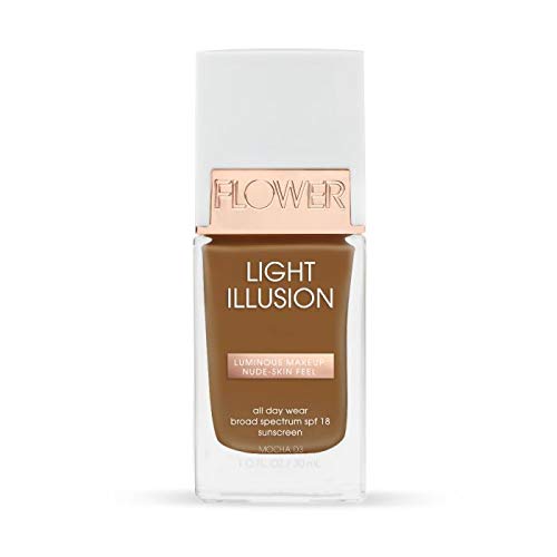 FLOWER BEAUTY By Drew Barrymore Light Illusion SPF Foundation - Blendable + Buildable - Natural Finish - Lightweight Formula (Mocha)