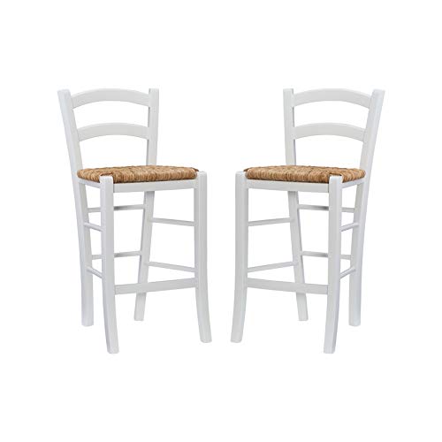 Linon Halton Set of Two Wood 24.4" Counter Stools in White