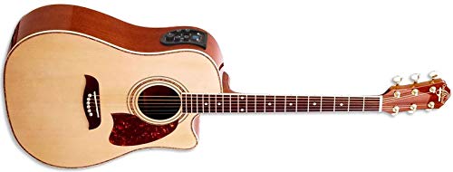 Oscar Schmidt Semi Acoustic Guitar with Dreadnought Cutaway style, Natural [OG2CE]