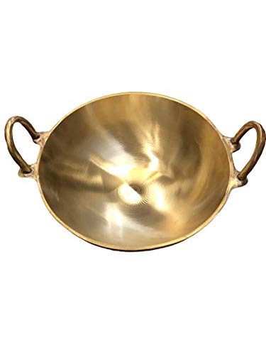 Nadavaramba Brass Kadai/Cheenachatti (9 inch Diameter, Gold)