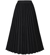 GOLDSTITCH Women's High Waist Pleated Skirt A line Swing Midi Skirt