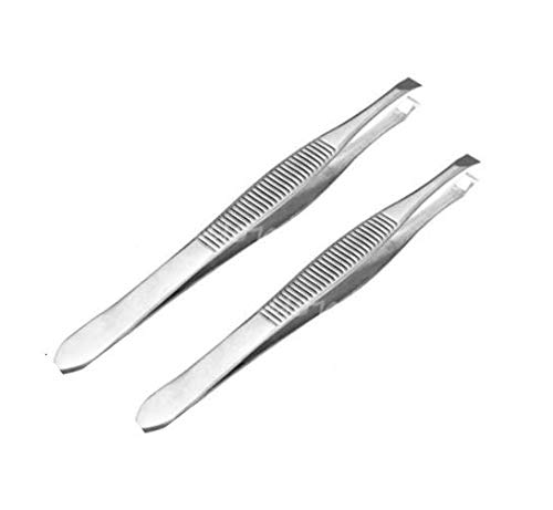 PagKis Flat Tip Tweezer Plucker Set for Eyebrows, Face