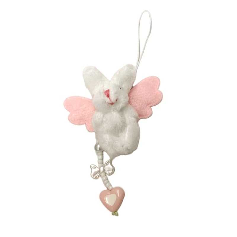 OUSFANAM Lovely Plush Rabbit Keychain Fashion Acrylic Phone Chain Strap Lanyard Charm Cute Keyrings For Backpack Bags