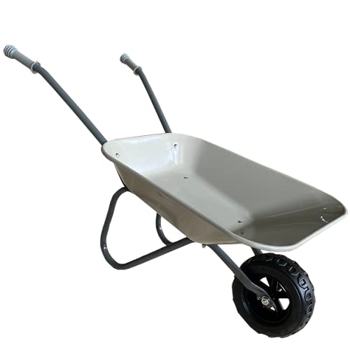 ASC New Child Kids Metal Wheelbarrow - Grey/Grey - Toy, Play, Farm, Gardening