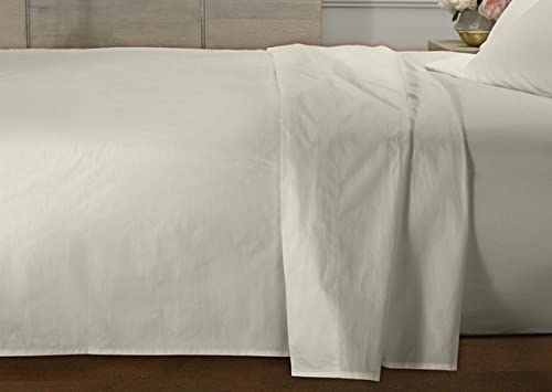 Cotton Home Supersoft Flat Bed Sheet, King Size, Ivory (240 X 260 cm)