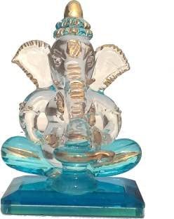 Tongari Ganesh God Worshipping Father Shiv's Shivligam Handmade by Somil for WorshipStatue (Murti) Idol Shopiece Handmade of Crystal Glass