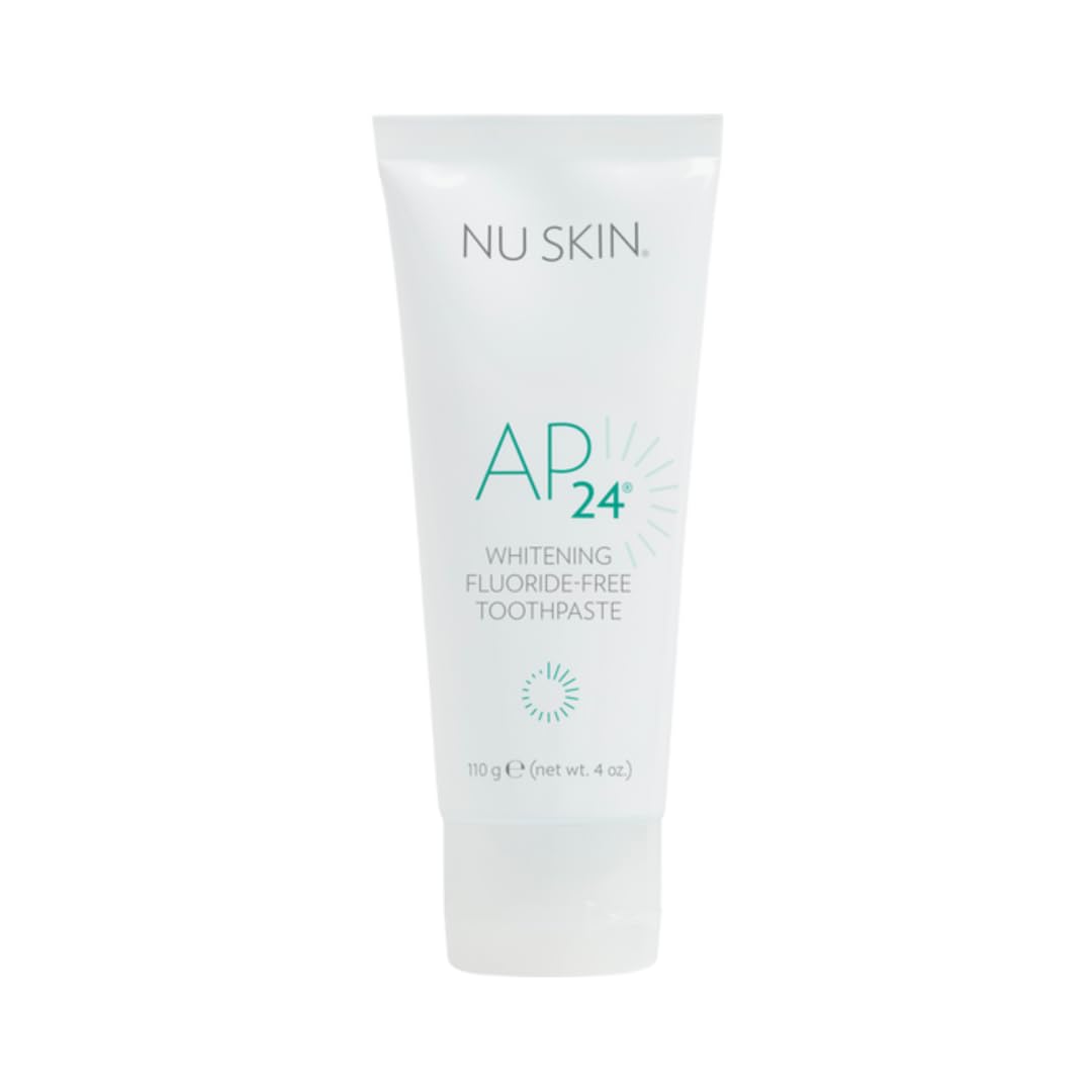 Nu Skin AP 24 Whitening Fluoride-Free Toothpaste | 4oz | Brightens and Whitens Teeth | Helps Prevent Dental Cavities | Gentle Vanilla Mint Formula (1 Pack, Flouride-Free)