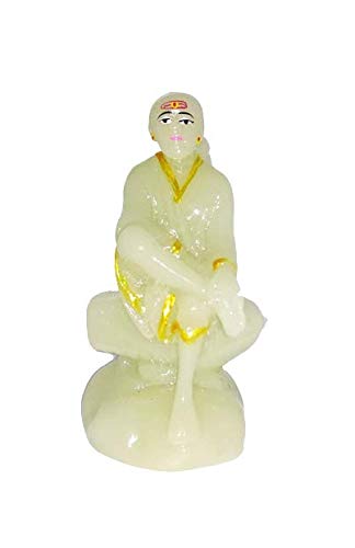 Sai Amrut Stone Sai Baba Radium Idol, 3 inch, Green