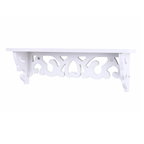 Wall Mounted Shelf, Wood-Plastic Composite Display Shelf White Carved Floating Storage Furniture Home Decor Stand for Bedroom, Bathroom, Living Room (35*8*11CM)