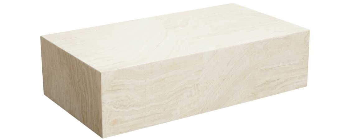 LAMAC CRAFTS - 100% Marble Centre/Coffee Plinth Table 90LX45WX35H for living room, outdoor, cube table (Travertine)