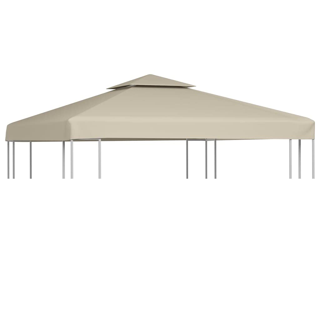 vidaXL Beige Gazebo Top Cover Replacement | Weather Resistant with PVC Coating | 3x3m Size | Fabric Weight 310 g/m² | Reinforced Corners | Ideal for Most 2-Tier Square Gazebos