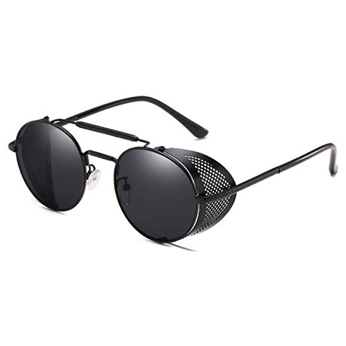 ELEGANTESide Shield Steampunk Round Sunglasses for Men