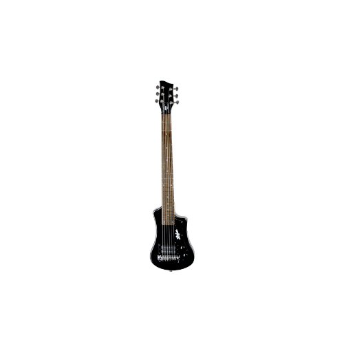 Hofner Shorty Chitarra elettrica da viaggio con collo corto, colore nero, con custodia