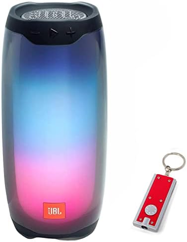 JBL Pulse 4 - Waterproof Portable Wireless Bluetooth Speaker with Light Show, Includes LED Flashlight Key Chain Bonus - Black