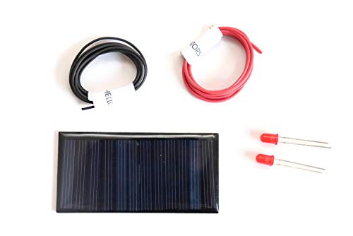 Electronic Spices Solar for DIY/Solar Panel 6v-60mah / Solar kit with 2 LEDs and 2 Meters Common Wires/Mini Solar Panel