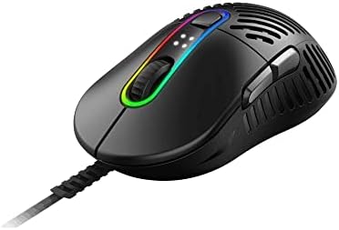 Mountain Makalu 67 RGB Gaming Mouse with Unique Patented Lightweight Rib Design Construction, PixArt PAW3370 Sensor and 100% PTFE Mouse Feet (Black)