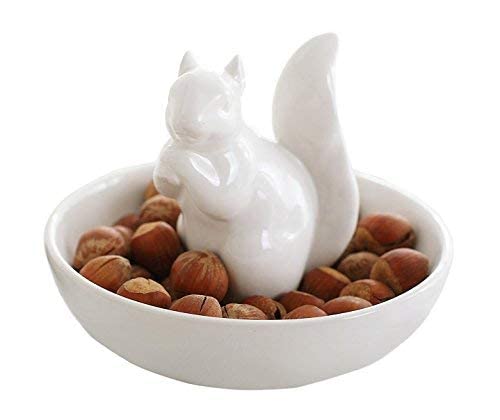 LA JOLIE MUSE Nut Bowl Snack Serving Dish - Ceramic Squirrel Candy Jewelry Dish for Pistachio Peanuts, Holiday House Warming Hostess Gifts