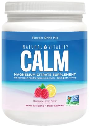 Natural-Vitality Calm Magnesium Citrate Powder, Raspberry Lemon Flavor, 20 Ounces