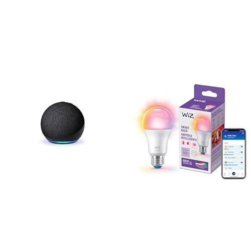 Echo Dot with WiZ 60W A19 LED Smart Color Bulb - Connects to Your Wi-Fi - E26 Base - Control with Voice or App - Matter Compatible