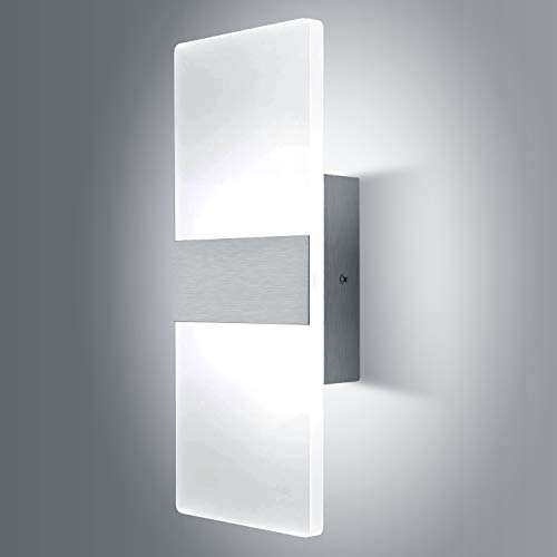 Lightess Modern Wall Sconce Dimmable 12W, Up Down Wall Lights Acrylic LED Wall Lamp for Hallway Bedroom Corridor, Cool White, HS521-1