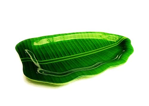 SunWell 16 inch Banana Leaf Shape Onam Dinner Lunch Serving Melamine Platter Plate - 1 Pcs