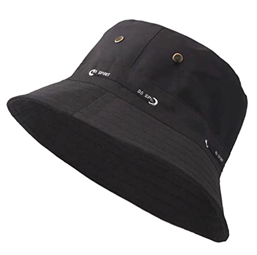 INFISPACEUnisex 100% Cotton Adjustable & Foldable Bucket Sun Hat (Black)