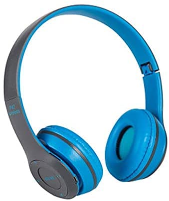 P47 Multifunctional Wireless Foldable Over Ear Headphone (Blue)