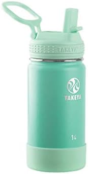 Takeya Actives Kids 14 oz Vacuum Insulated Stainless Steel Water Bottle with Straw Lid, Seafoam