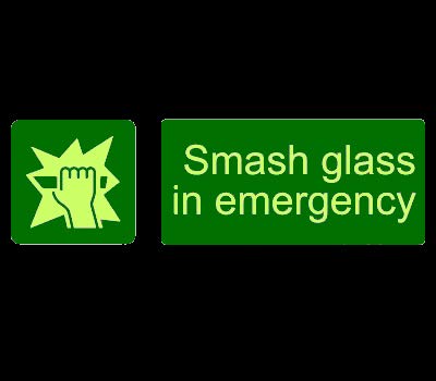 Smash Class in Emergency Glow Sign Board Emergency Sign Waterproof Metallic Matte Finishing Sticker Safety Sign Signature (Factory Sign)