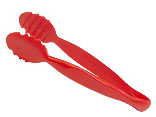 Small Tongs for Ice BBQ Salad Meats Set of 3 Non Shatter Polycarbonate Plastic (Red)