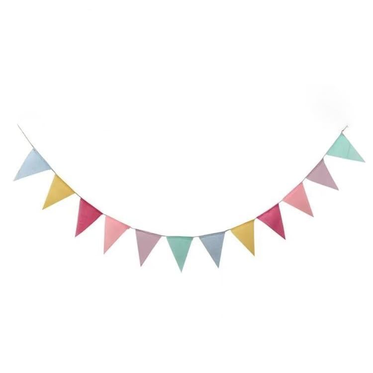 Koxuky12 Pieces Multicolor Pennant Banner Bunting Triangle Rainbow Garland Flag for Party Hanging Classroom Decoration