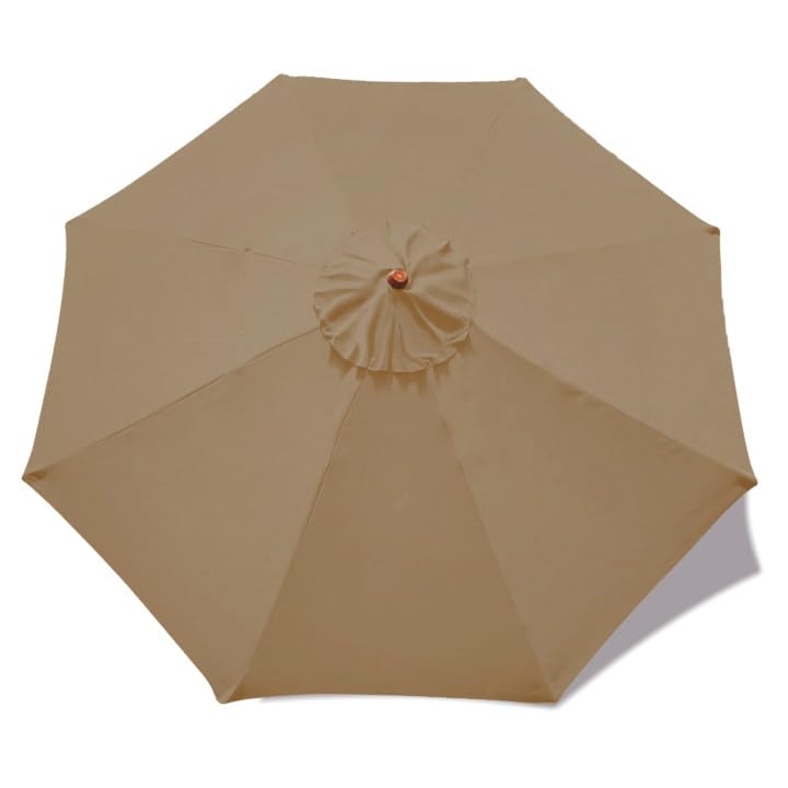 MASTERCANOPY Patio Umbrella 9 ft Replacement Canopy for 8 Ribs-Khaki