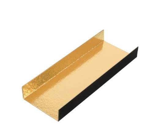 Pastry Chef's Boutique Monoportion Mini Rectangular Foldable Cardboard Cake Board Black and Gold - Pack of 200 pcs