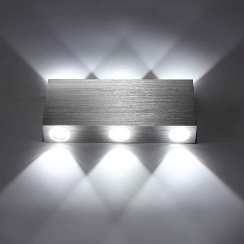 Lightess Modern 18W LED Wall Light Brushed Aluminum Up Down Wall Lamp Indoor Wall Light Sconce Bright Living Room Wall Lighting Fixture for Hallway Bedroom Corridor Stair Gate Hall Cool White