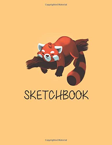 Pretty Red Panda Large Blank Sketchbook White Pages for Drawing , Sketching, Doodling and More.Cute Extra Large XL Pretty Bamboo Notebook with a Softback Cover