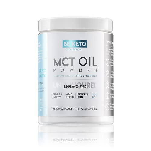 BeKeto MCT Oil Powder – UNFLAVOURED 300G Great for Keto, Ketosis and Ketogenic Diets - Zero Net Carbs | energy boost